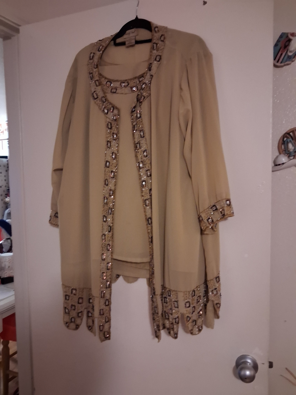 Embellished 3-Piece Jacket Suit in Light Sage